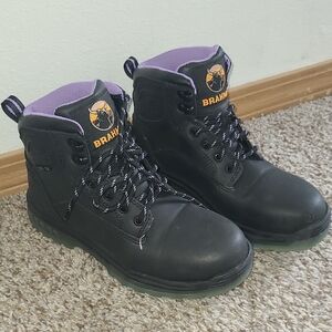 Brahma Black Boots with Purple Interior